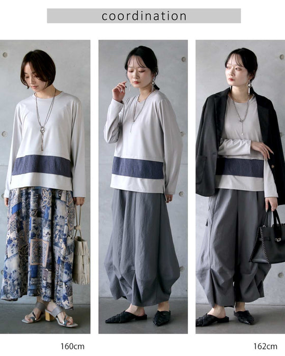 一枚で品よく決まる。異素材切替えトップス