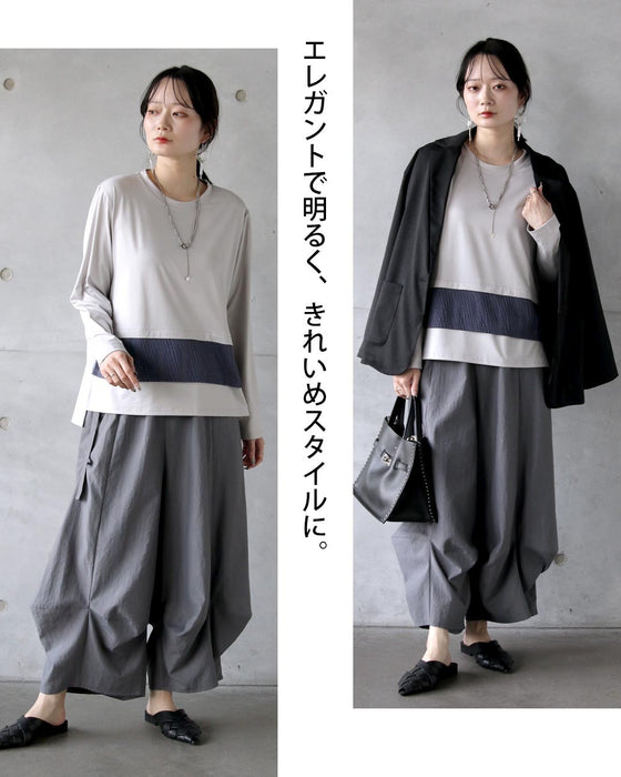 一枚で品よく決まる。異素材切替えトップス