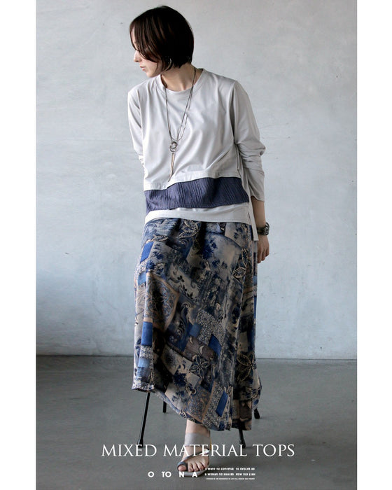 一枚で品よく決まる。異素材切替えトップス