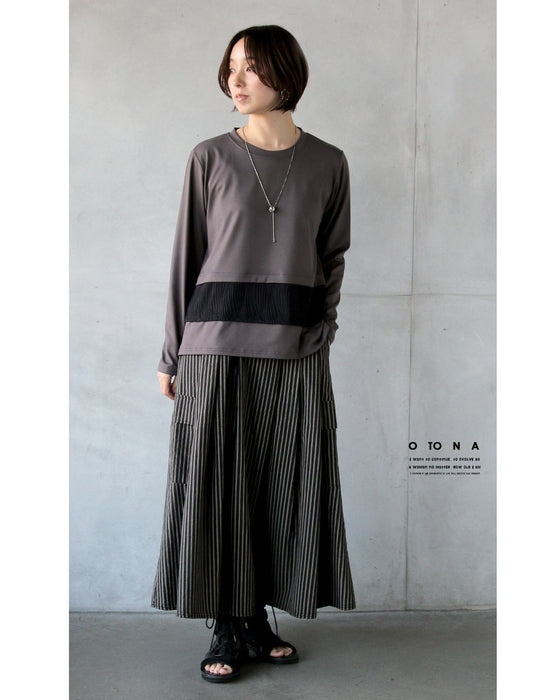 一枚で品よく決まる。異素材切替えトップス