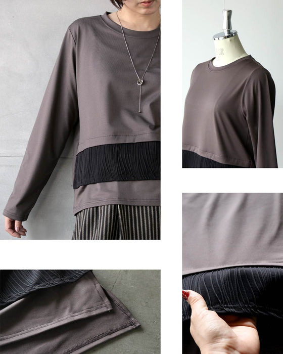 一枚で品よく決まる。異素材切替えトップス