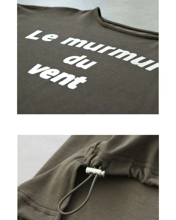 クシュッと絞って こなれ見え ドロストロゴTシャツ