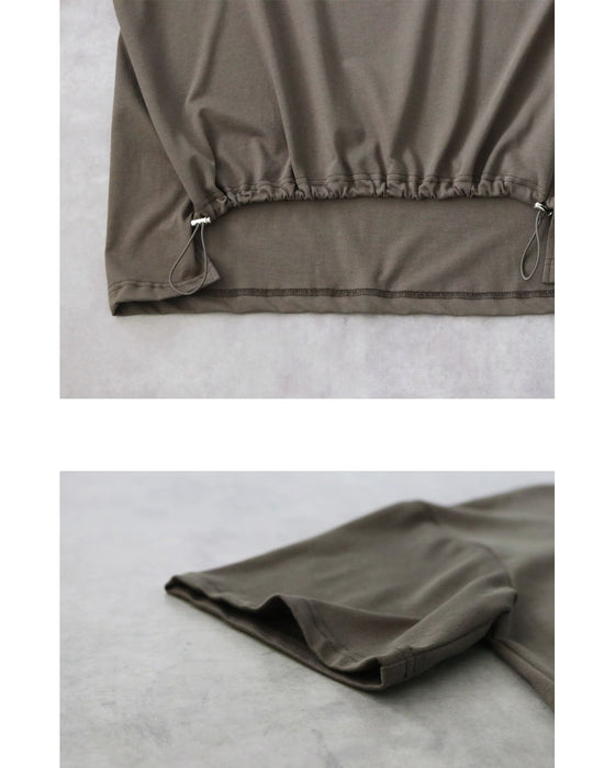クシュッと絞って こなれ見え ドロストロゴTシャツ
