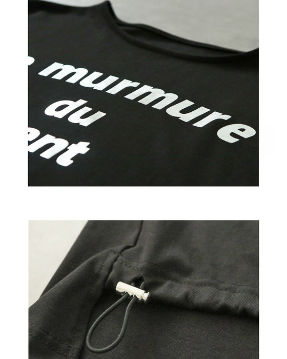クシュッと絞って こなれ見え ドロストロゴTシャツ