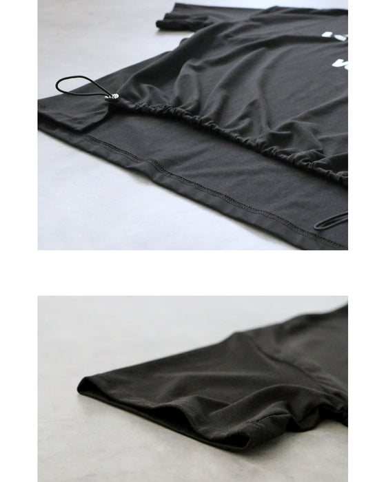 クシュッと絞って こなれ見え ドロストロゴTシャツ