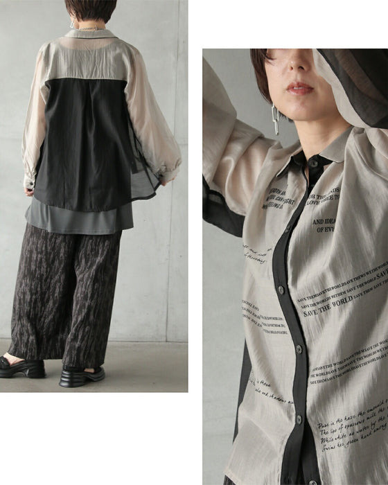 エッジの効いた主役級。英文字モードシアーシャツ