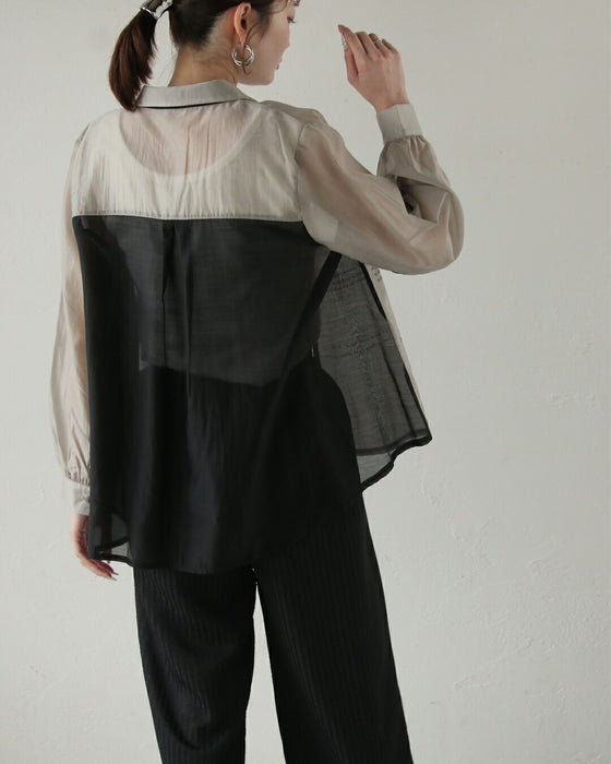 エッジの効いた主役級。英文字モードシアーシャツ