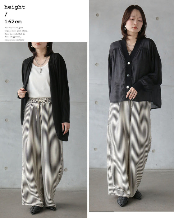 【一癖で差をつける】都会的マリン。大人仕立てのストライプワイドパンツ