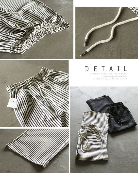 【一癖で差をつける】都会的マリン。大人仕立てのストライプワイドパンツ