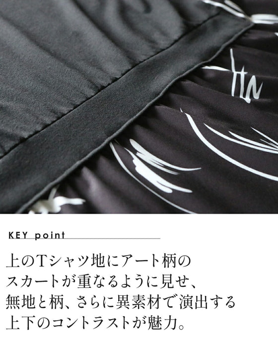 迷わずお洒落、一枚で完結！艶めくアートを重ねたモードワンピース