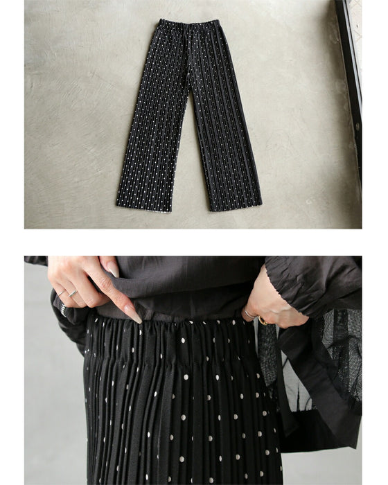 ラクなのに美脚な佇まいドットプリーツパンツ