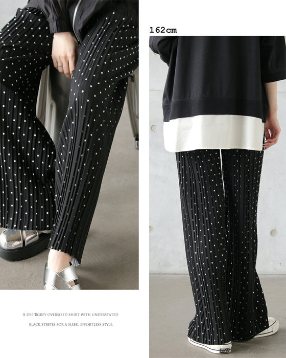 ラクなのに美脚な佇まいドットプリーツパンツ