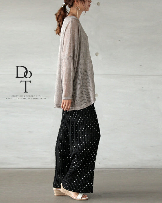 ラクなのに美脚な佇まいドットプリーツパンツ