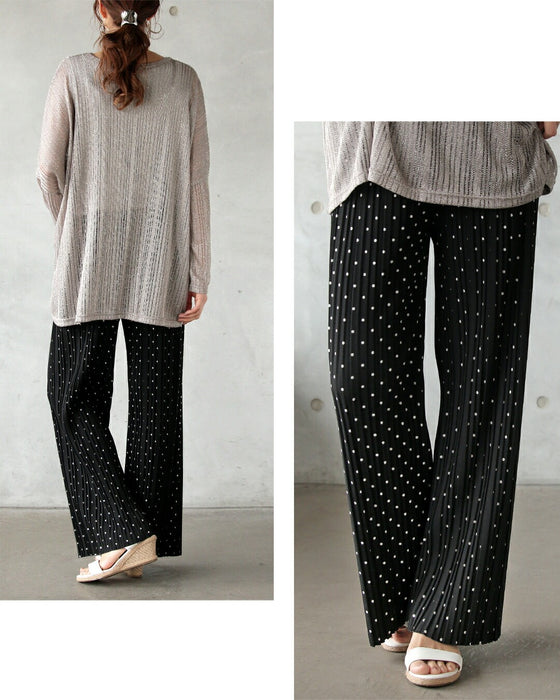 ラクなのに美脚な佇まいドットプリーツパンツ