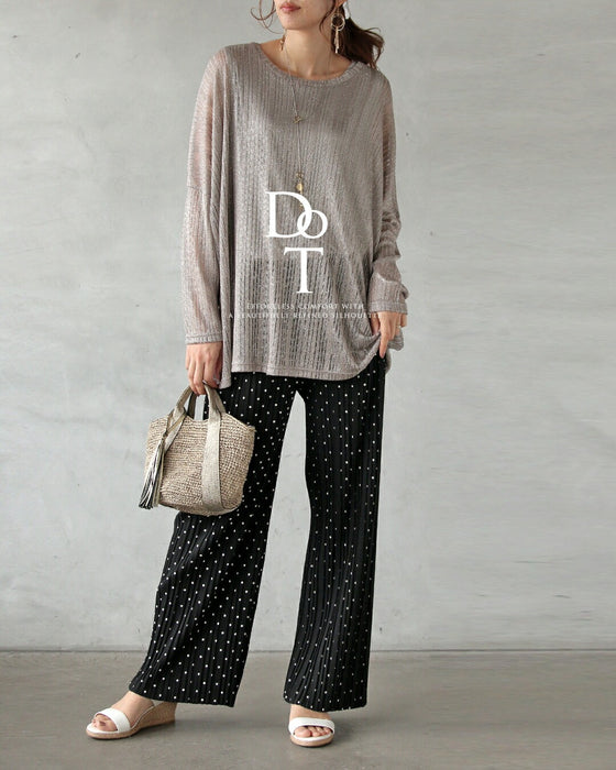 ラクなのに美脚な佇まいドットプリーツパンツ