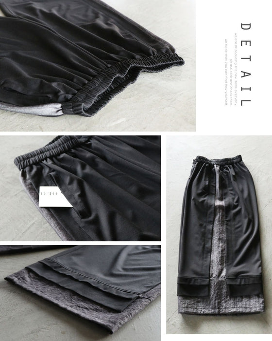 異素材のコントラストで魅せる、楽ちんモードパンツ