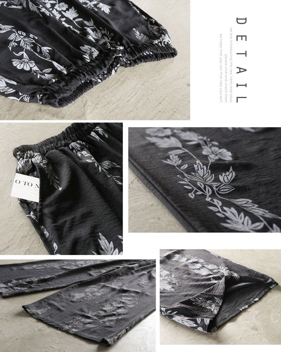 静かに映える、大人の花柄。モードフラワーワイドパンツ