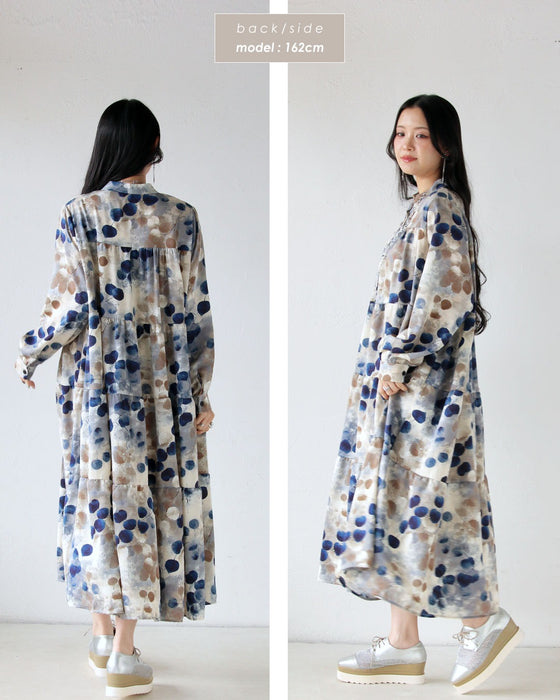 水彩を纏う。爽やかに揺れるティアードワンピース