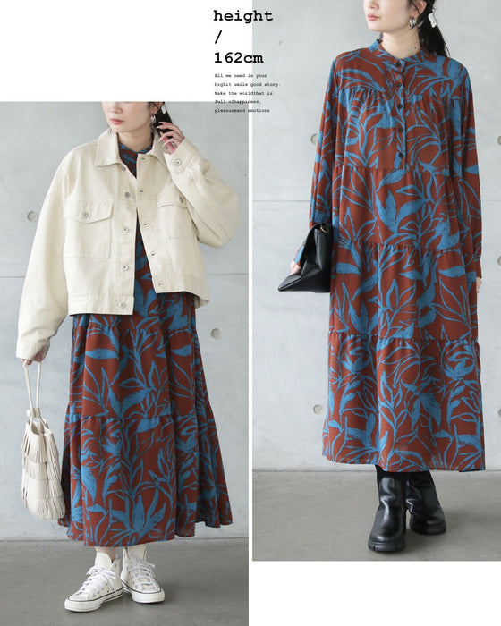 雰囲気を纏う。柄ティアードワンピース