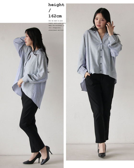 後ろ姿にも、さりげない品格を。異素材切替カーディガン