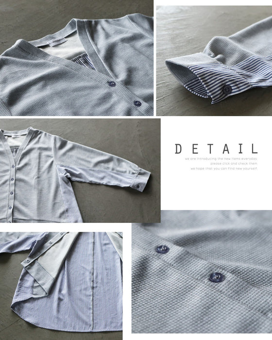 後ろ姿にも、さりげない品格を。異素材切替カーディガン