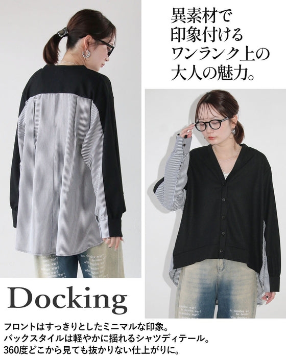 後ろ姿にも、さりげない品格を。異素材切替カーディガン