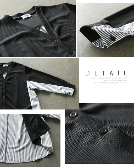 後ろ姿にも、さりげない品格を。異素材切替カーディガン