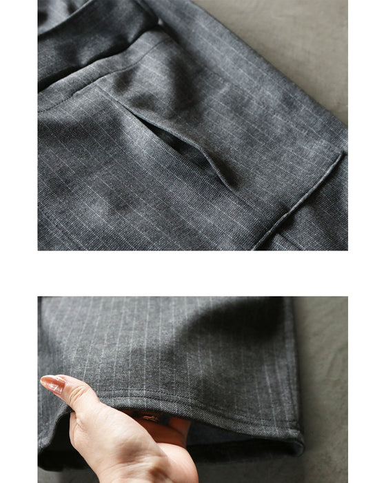 ひと癖ある上品さ 美脚ストレッチストライプパンツ