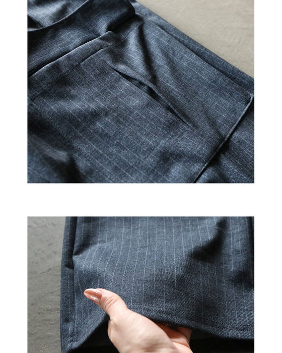 ひと癖ある上品さ 美脚ストレッチストライプパンツ