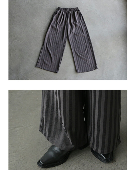 センス光る艶ストライプのワイドパンツ