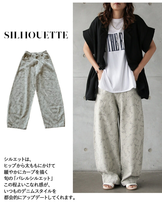 刺繍とストーンの煌めき。洗練バレルレッグデニム