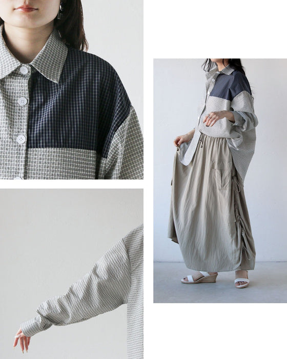 後ろ姿で差がつく チェックコンビオーバーサイズシャツ