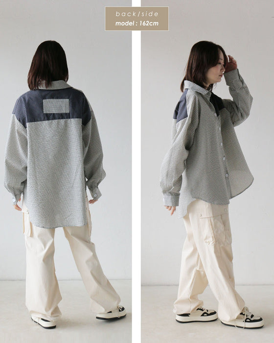 後ろ姿で差がつく チェックコンビオーバーサイズシャツ
