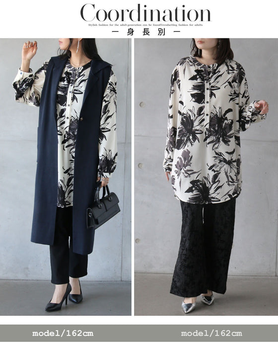 一枚で華やぐ、フラワーチュニックシャツ