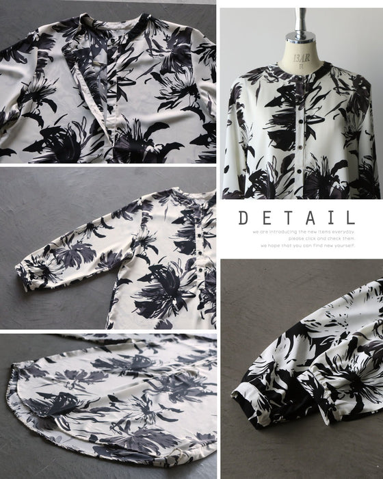 一枚で華やぐ、フラワーチュニックシャツ