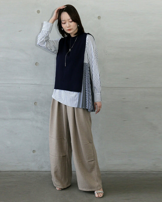 計算された重なりで魅せる3点セットトップス