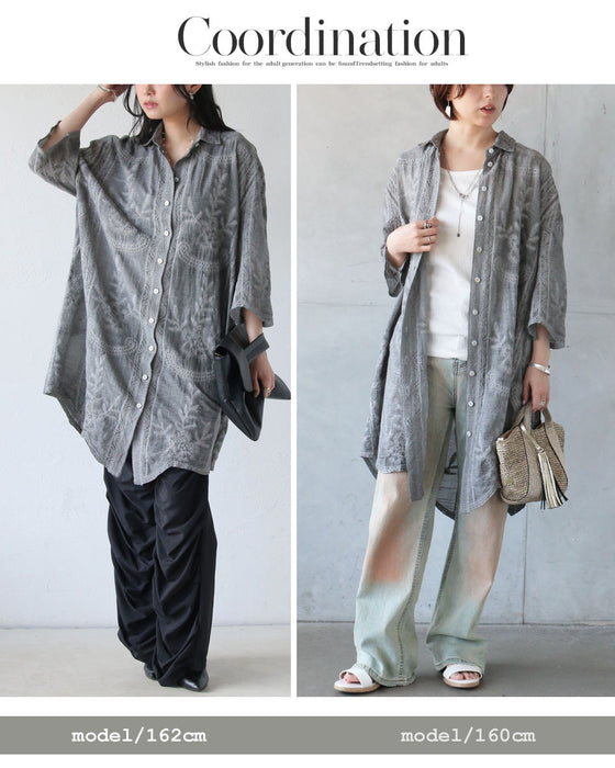 甘さを抑えた上品さ、刺繍で魅せるグレーシャツ