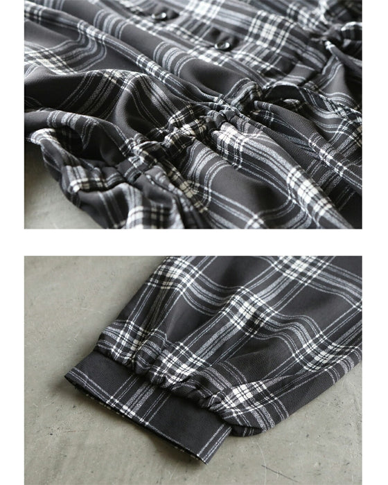シックに軽やかチェック柄シャツワンピース