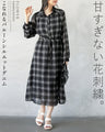 シックに軽やかチェック柄シャツワンピース