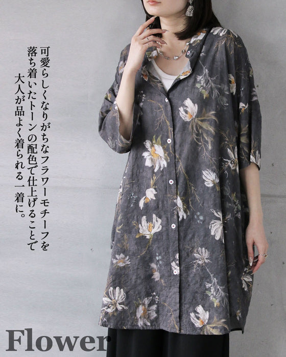 甘すぎない花柄。「楽チン」チュニックシャツ