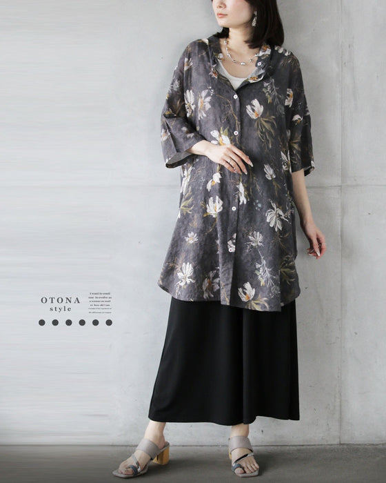 甘すぎない花柄。「楽チン」チュニックシャツ