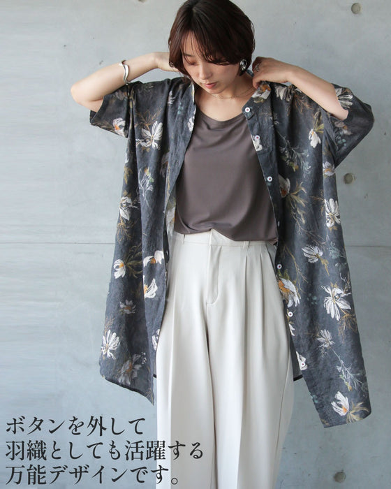 甘すぎない花柄。「楽チン」チュニックシャツ