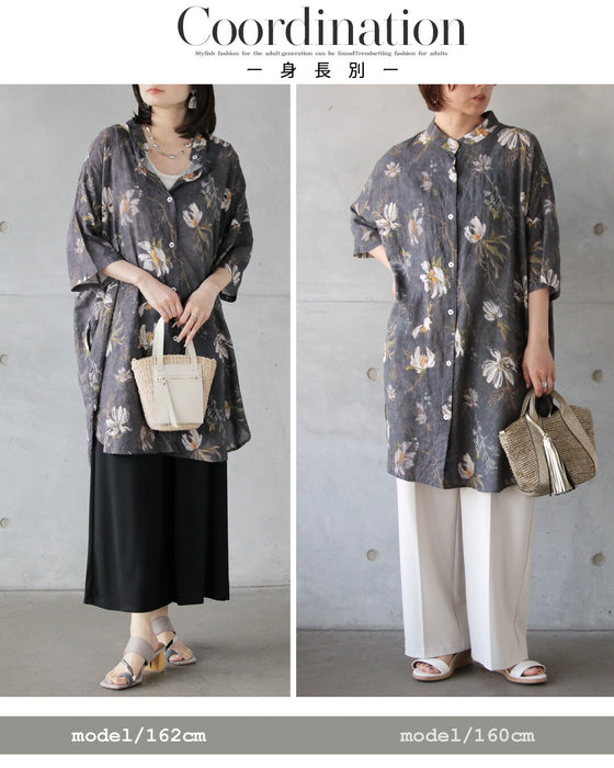 甘すぎない花柄。「楽チン」チュニックシャツ