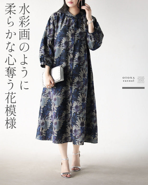 水彩のように咲く 上品カラーの花模様ワンピース – ONE PEACE ONLINE