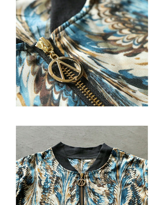 クールに映えるライトなフェザー柄ブルゾン