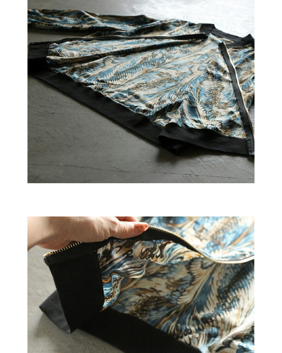 クールに映えるライトなフェザー柄ブルゾン