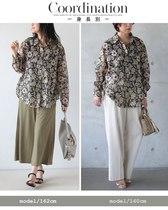 纏うだけで、洗練された品格。エアリー花柄シャツ