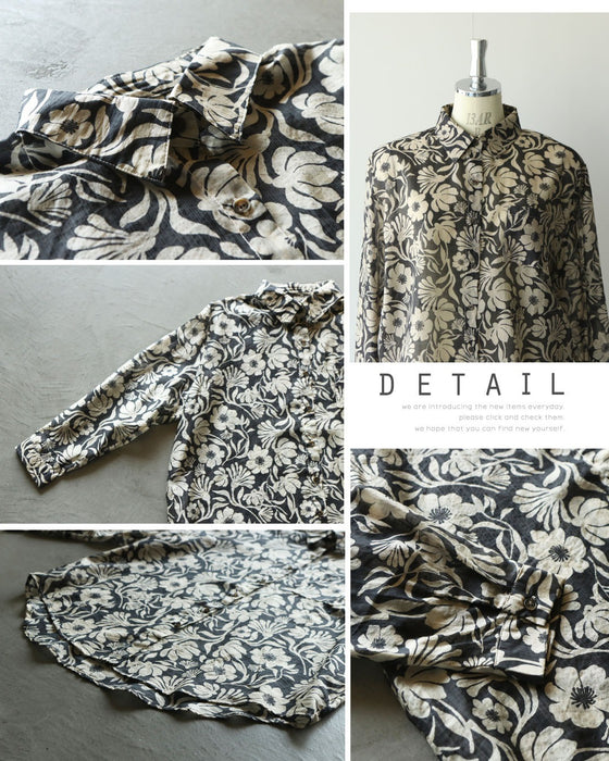 纏うだけで、洗練された品格。エアリー花柄シャツ