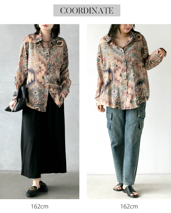 大人にちょうどいい華やぎ、エアリーなこなれ柄シャツ