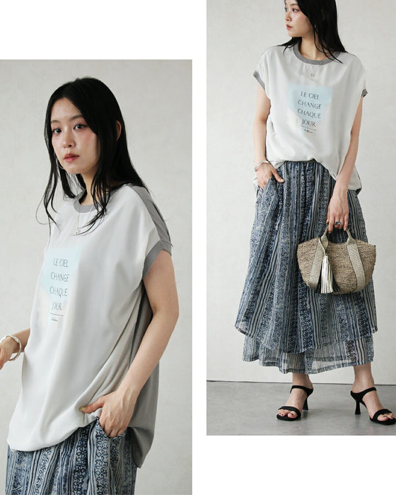 シフォンが描く、軽やかな奥行き。 レイヤードロゴチュニック